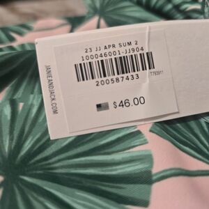 Janie and Jack Pink and Green Palm Print Swim Suit